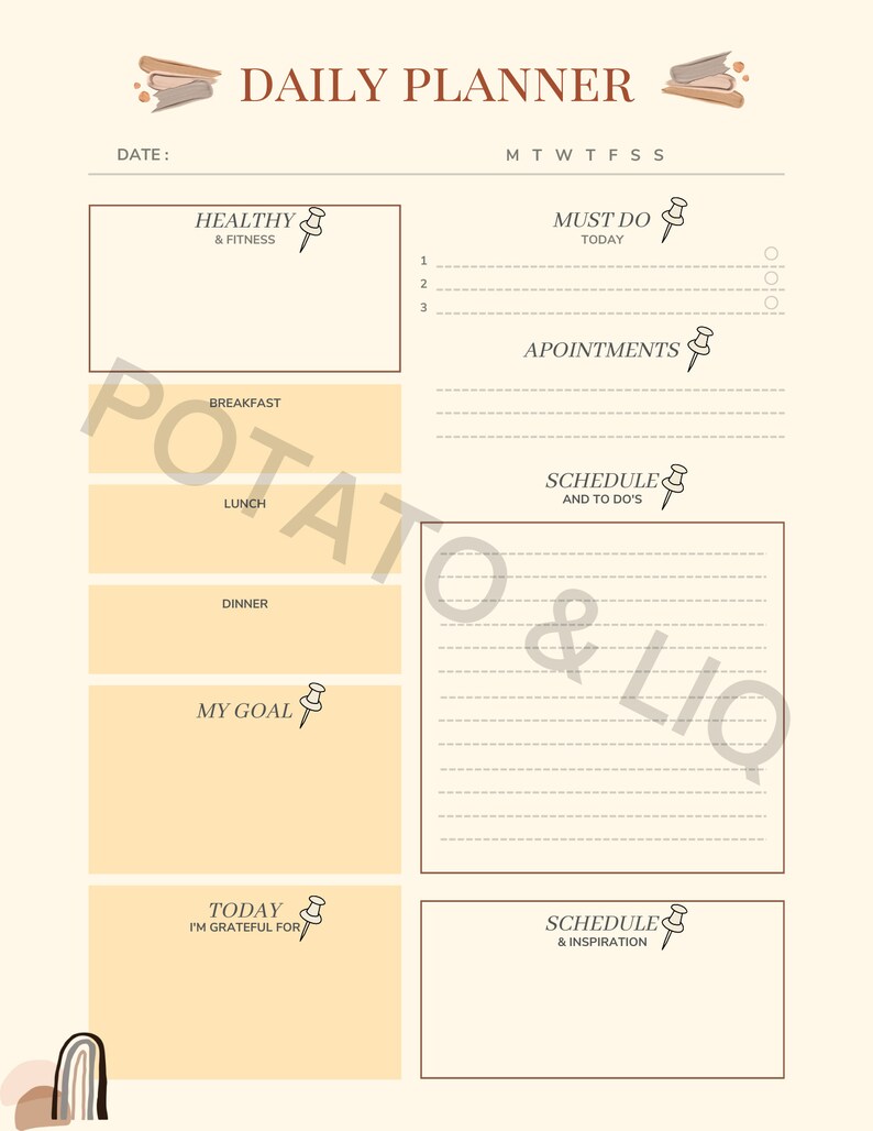 Daily Panner| Printable Planner| Digital Planner| Neutral Planner|brown ...