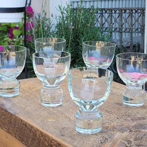 Vintage Crystal Cocktail Glasses, Weighted Bottom Yugoslavia Crystal, 5oz Drinkware Set of 7 Liquor Glasses, MCM Barware, Art Deco Wedding