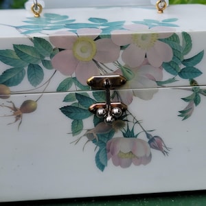 Vintage Square Floral Purse, Lacquered Box Purse: Annie Laurie Style Handbag with Roses image 3