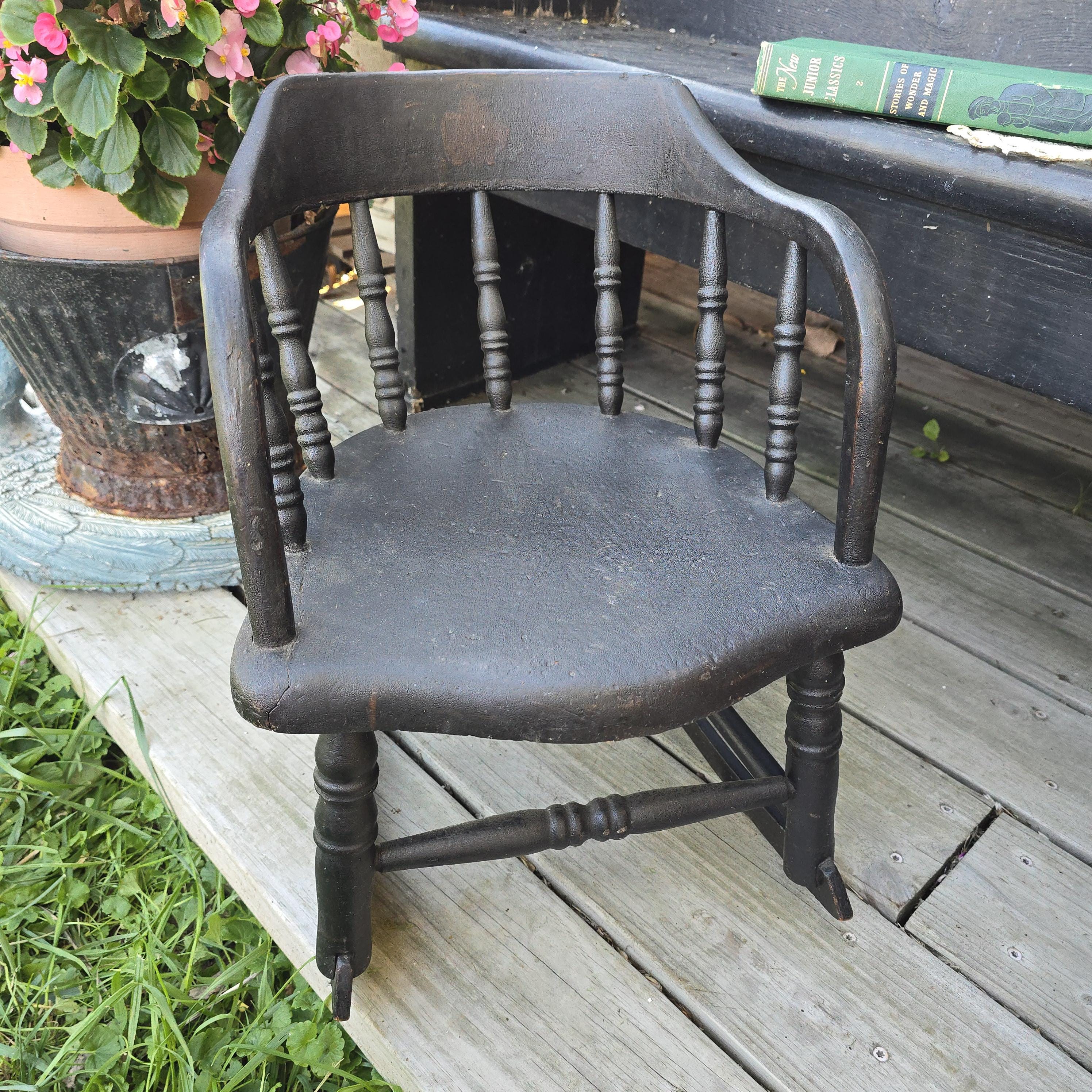 Child's Rocking Chair Black Vintage - Etsy