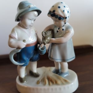 Antique William Goebel Children Harvesting and Drinking 1914-1920,  Goebel Figurine, Goebel Porcelain