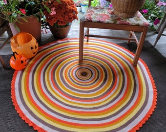 Beautiful Hand Crocheted Round Rug 50 inches, 5 Colors