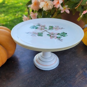 Antique Cake Stand, Milk Glass Cake Salver, Challinor Taylor Co, 1800s Pedestal Plate, Roses Cake Plate, Floral Pattern