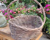 Vintage Large Grapevine Gathering Basket: 24-inch Rustic Harvest Decor