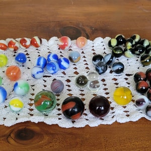 Vintage Marbles, Mixed Glass Marbles, Marble Assortment, Large and Small Marbles, Sizes, Marbles For Games, Craft or Collecting