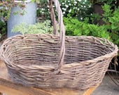 Large Grapevine Gathering Basket: 24-inch Rustic Harvest Decor