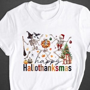Happy Hallothanksmas Shirt, Happy Halloween Thanksgiving Christmas, Holiday Season Shirt, Funny Halloween Gift, Fall Shirt, Autumn Tee