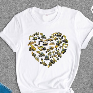 Construction Trucks Tee, Construction Party, Birthday Outfit Excavator Shirt, Construction Crew, Cute Birthday Gift