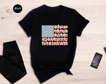 4th Of July Shirt, Usa Shirt, Fourth Of July Shirt, American Flag Shirt, Usa Shirt, Floral Flag Shirt, Independence Day Tee