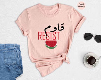 Resist T-shirt, Stand With Palestine Tee, Stop The Genocide Shirt, Support Palestine Shirt, Free Gaza Tee, Watermelon Palestine Shirt