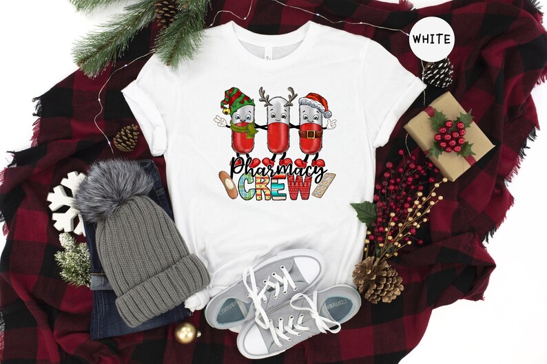 Pharmacy Christmas Tree Shirt, Christmas Pharmacy Squad, Pharmacy Tech Shirt, Pharmacist Gift, Pharmacy Christmas Tee image 1
