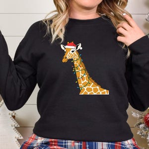 Giraffe Christmas Sweatshirt, Family Christmas Hoodie, Christmas Lights Hoodie, Cute Giraffe Christmas Tee, Giraffe Lover Gift