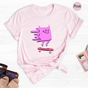 Skateboarding Shirt, Trippy Skate Tee, Psychedelic Print Shirt, Cool Gift for Skaters, Colorful Graphic Tee