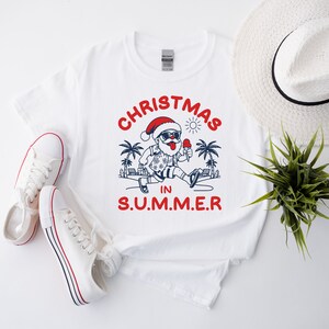 Christmas In Summer Shirt, Beach Christmas Tee, Xmas Vacation Tee, Summer Xmas Shirt, Summer Vibe Shirt, Summer Santa Shirt