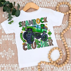 Shamrock Crusher Shirt, Toddler Truck Shirt, Toddler Monster Truck Shirt, Monster Truck Shirt, Toddler St. Patrick&#39;s Day Shirt
