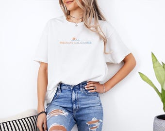 Pregnant Girl Summer Shirt, Beach Pregnancy Announcement T-shirt, Pregnancy Reveal Tee, Baby Shower Gift, Mom Shirt