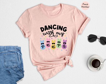 Dancing With My Peeps Shirt, Dancing Bunny with Sunglasses T-Shirt, Easter Bunny Shirt, Easter Day Gift, Easter Kids T-Shirt