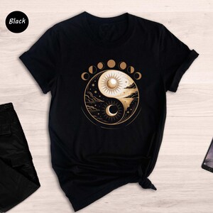 Mystic Moon And Sun Shirt, Mystical Moon Phase Shirt, Moon Phase T-shirt, Boho Vintage Moon Shirt, Celestial Moon Shirt, Spiritual T-shirt