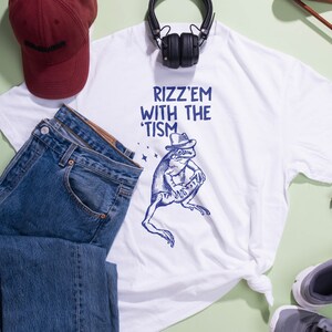 Rizz Em With The Tism Vintage T-Shirt, Retro Funny Frog T-Shirt, Frog Meme Shirt, Vintage Clothes, Vintage Frog Shirt
