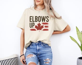 Elbows Up Canada Shirt, Maple Leaf Proud Canadian Tee, True North Strong And Free Shirt, Canada Pride Gift