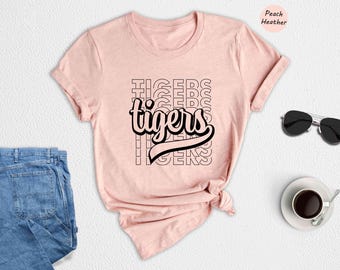 Retro Tigers Shirt, Stacked Tigers Mascot T-Shirt, Team Spirit Game Day Tee, Tigers Fan Shirt Gift for School Pride