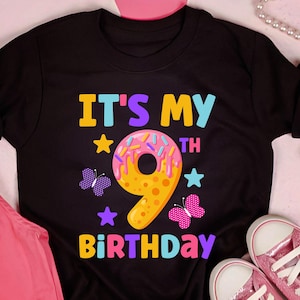 It&#39;s My 9th Birthday Toddler Shirt, Kids Birthday Shirt, Birthday Girl Shirt, Nine Year Old Shirt, Cute Birthday Shirt, Birthday Party Shirt