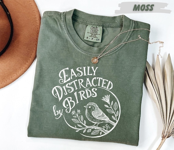 Comfort Colors® Easily Distracted By Birds Shirt, Bird Nerd Shirt, Nature Lover Shirt, Funny Bird Watcher Shirt, Bird Nerd Shirt