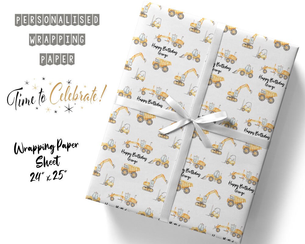 Kids Digger Personalised Wrapping Paper Gift Wrap With a Etsy UK