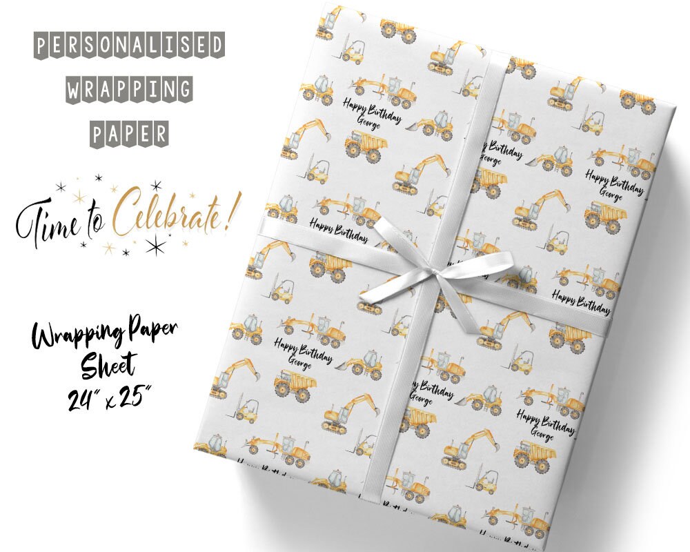 Construction Wrapping Paper Construction Birthday Paper, Birthday Wrapping  Paper, Transportation Birthday, Gift Wrap, Kids Wrapping Paper 