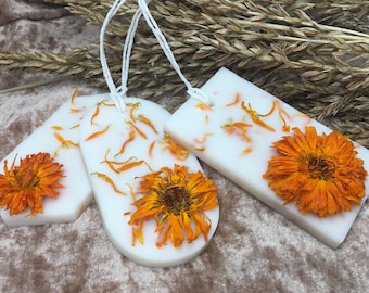 3 pcs Calendulas capsule wardrobe | Home fragrance sachets | Scented Wedding favor for guests |Soy wax wedding favors | Wax tablet |Marigold