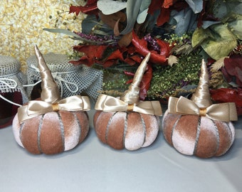 Set of 3 Fall mantel decor, Brown pumpkin plushies,Small velvet pumpkin,Halloween,Wedding centerpieces, Thanksgiving decoration,Tray fillers