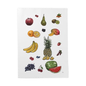 Kitchen Tea Towel With Fruit and Berries Art Print