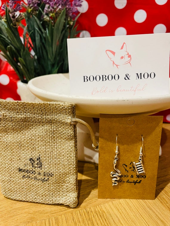 Snakes and ladder earrings / board game / childhood / nostalgia / fish hook/ gift bag /available in silver plated or sterling silver