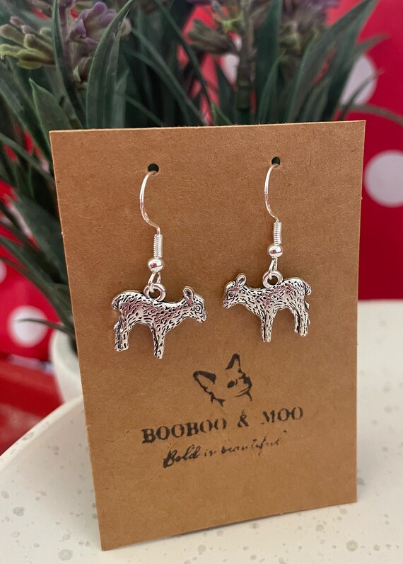 Lamb earrings / spring / Easter / Mother’s Day / farm / animal / nature / gift bag /  silver plated or sterling silver fish hooks