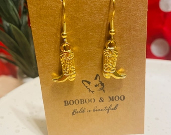 Cowboy boots earring / western / line dancing/ cowgirl  / country and western / gift bag/ gold plated or 18k gold plated fish hooks