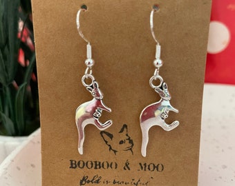 Kangaroo and joey earrings / animal / wildlife / Mother’s Day / baby / Australia / gift bag /  silver plated or sterling silver fish hooks