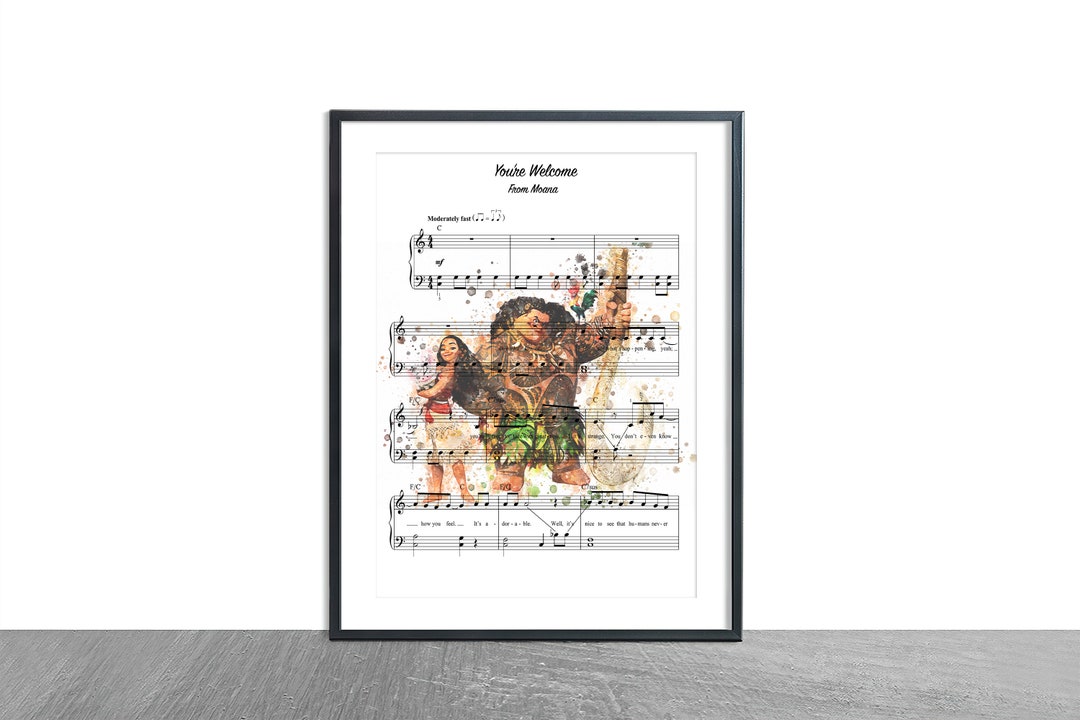 Disney Moana Maui You're Welcome Music Watercolour Effect - Etsy