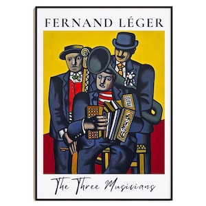 Stampa artistica di Fernand Léger "I tre musicisti" • Arte murale moderna di metà secolo