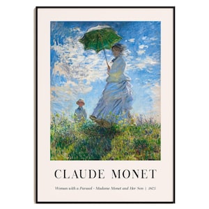 Claude Monet “Woman with a Parasol” Art Print | Impressionist Wall Decor | Famous French Painting Poster | Modern Home Art