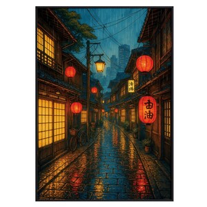 Stampa artistica da parete "Tokyo Tea House" - Scena di un caffè in stile anime giapponese, illustrazione moderna Ukiyo-e, poster di strada giapponese senza cornice