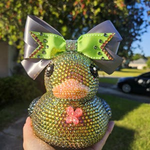 Extra Large 6&quot; Rhinestone Cheer Rubber Duck, Jeep Dashboard Duck, Lucky Duck, Good Luck Duck, Bling Rubber Ducky Ready to Ship!