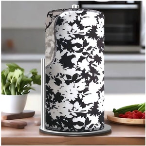 Paperless Towels set of 12 Unpaper Towels - white, black flowers
