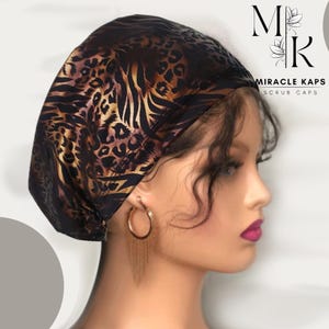 Euro Scrub Cap, Stretchy Surgical Cap, Foil Holographic bronze, MiracleKaps