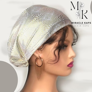 Euro Scrub Cap, Stretchy Surgical Cap, Gold Foil Holographic, MiracleKaps