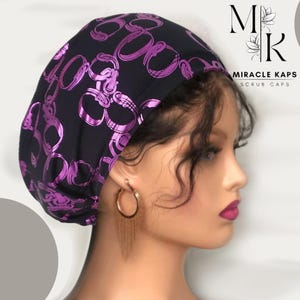 Euro Scrub Cap, Stretchy Surgical Cap, Foil Holographic Chain, MiracleKaps