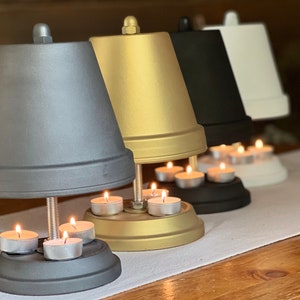 Designer Double Wall tealight stove Anthracite Black Gold White Upcycling Table Oven Energy Saving Tea Light Table Fireplace Christmas Handmade