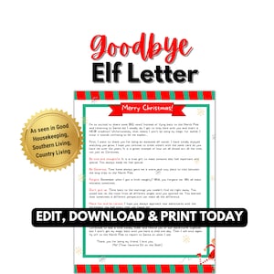 Carta personalizable de Bye Bye Elf, Adiós para siempre Elf on the Shelf, Deshacerse del Elf, Última carta, nueva tradición para Elf on the Shelf