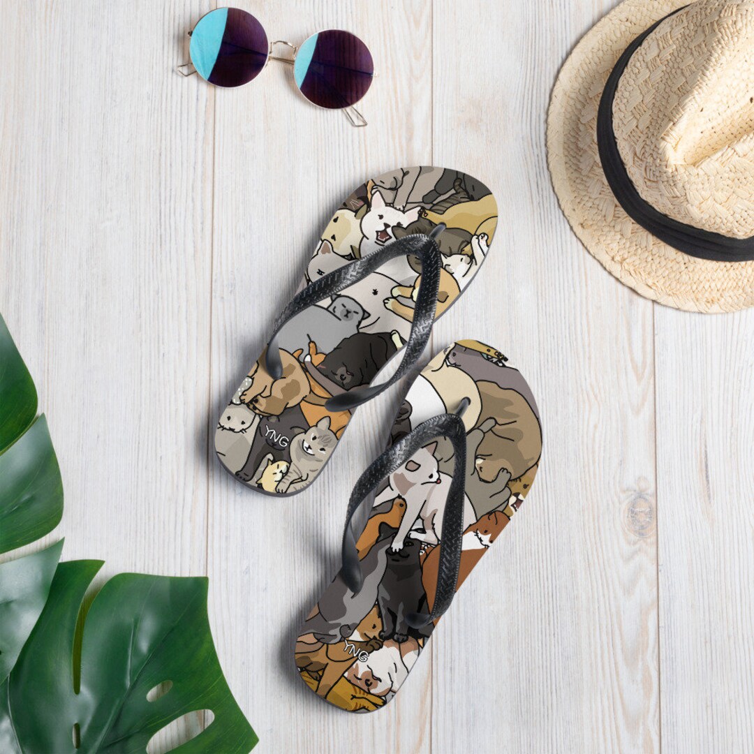 Sublimation Flip Flops Bunch of Cats Flip Flops Cute Cat Etsy