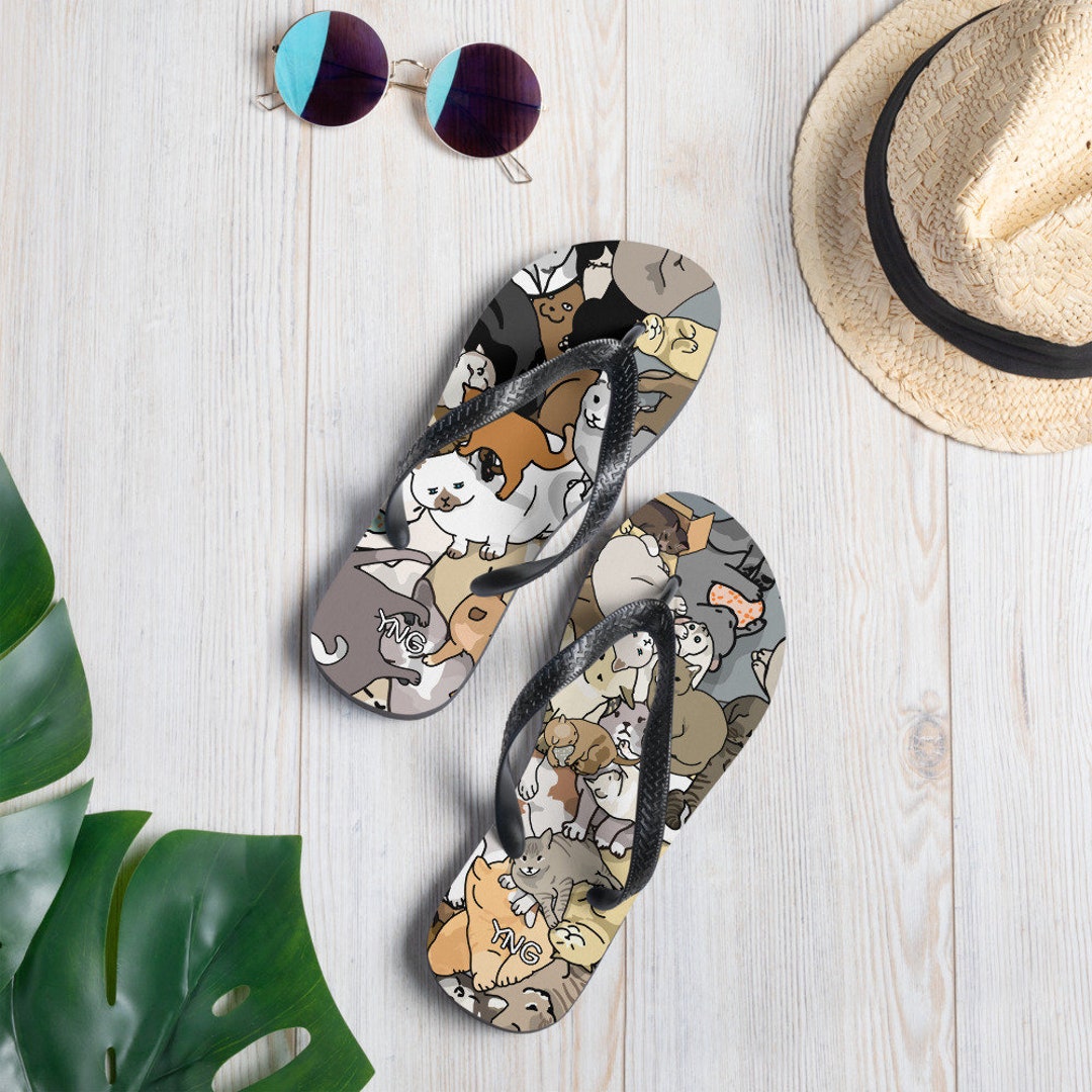 Sublimation Flip Flops Bunch of Cats Flip Flops Cute Cat Etsy