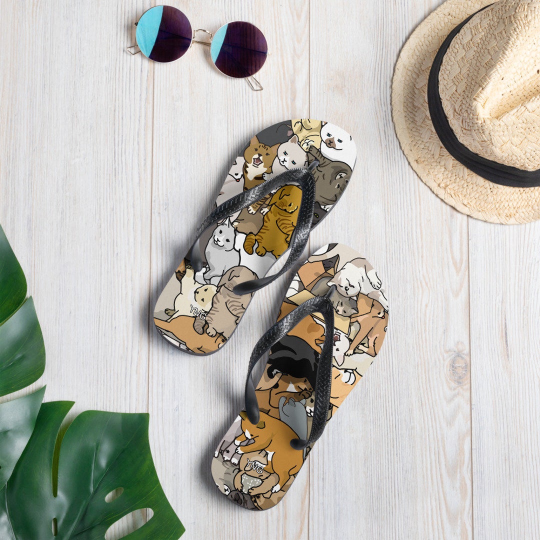 Sublimation Flip Flops Bunch of Cats Flip Flops Cute Cat Flip Flops Cat